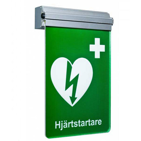 Ledskylt hjärtstartare